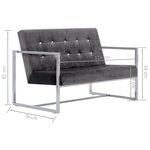 vidaXL Canapé 2 places avec accoudoirs Gris foncé Chrome et velours