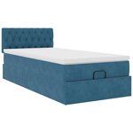 vidaXL Cadre de lit ottoman avec matelas bleu foncé 90x200 cm velours