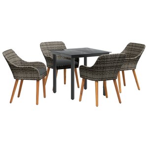 vidaXL Ensemble de salle à manger de jardin 5 pièces en poly rattan gris