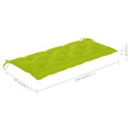 Vidaxl banc de jardin avec coussin vert vif 120 cm bois de teck massif