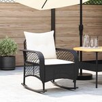 vidaXL Chaise à bascule de jardin avec coussins noir résine tressée