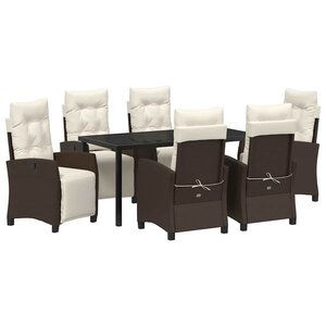 vidaXL Ensemble de salle à manger pour jardin 7 Pièces Marron polyrotin
