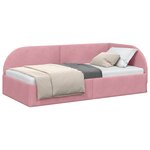 vidaXL Cadre de lit d'angle avec tête de lit Rose 80 cm x 200 cm tissu