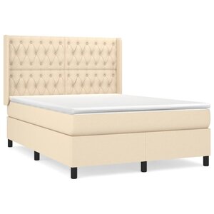 vidaXL Sommier à lattes de lit avec matelas Crème 140x200 cm Tissu