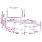 vidaXL Cadre de lit avec tête de lit rembourrée Noir 80 x 200 cm
