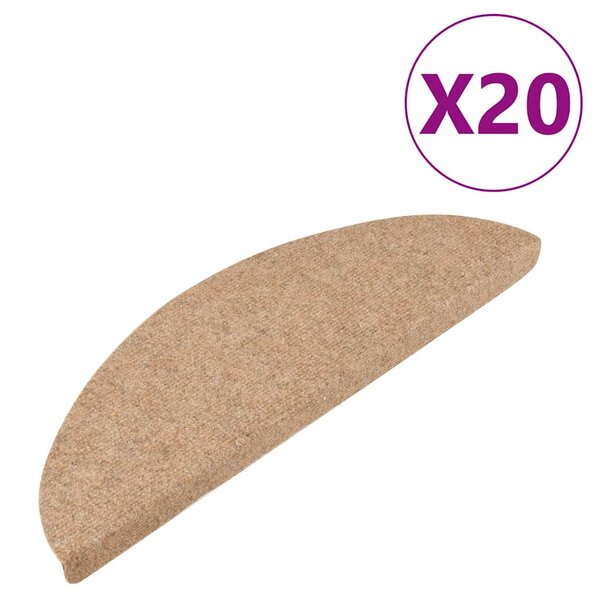 vidaXL Tapis d'escalier auto-adhésifs 20 Pièces beige 56x17x3 cm