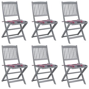 vidaXL Chaises pliables d'extérieur 6 Pièces avec coussins Bois d'acacia