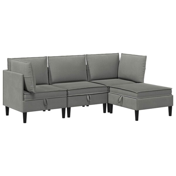 vidaXL Ensemble de meubles pour le salon 4 Pièces Gris foncé Tissu