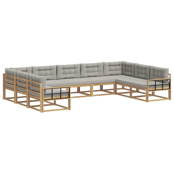 vidaXL Ensemble de canapés d'extérieur 9 pc Blanc et gris clair