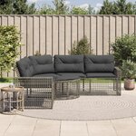 vidaXL Canapé de jardin et coussins et repose-pied en forme de L rotin