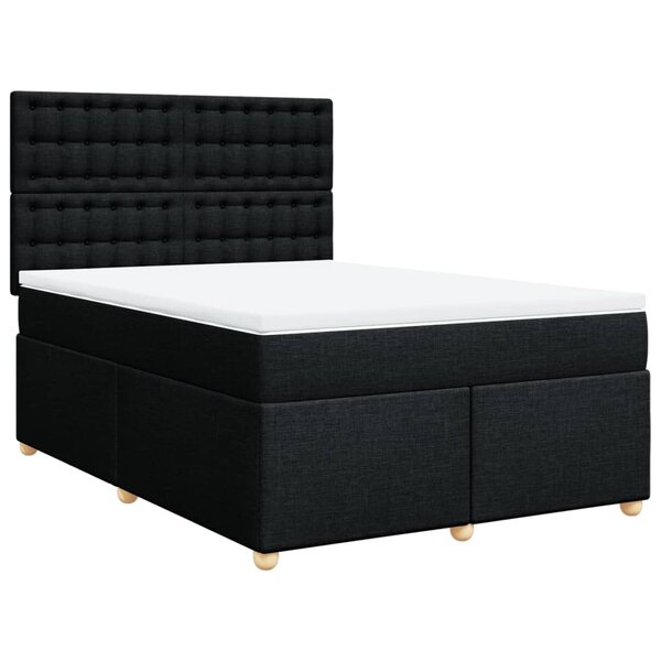 vidaXL Sommier à lattes de lit avec matelas Noir 140x190 cm Tissu