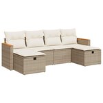 vidaXL Salon de jardin avec coussins 6 Pièces beige résine tressée