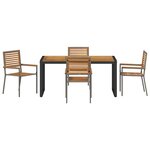 vidaXL Ensemble de salle à manger pour jardin 5 Pièces Gris et marron