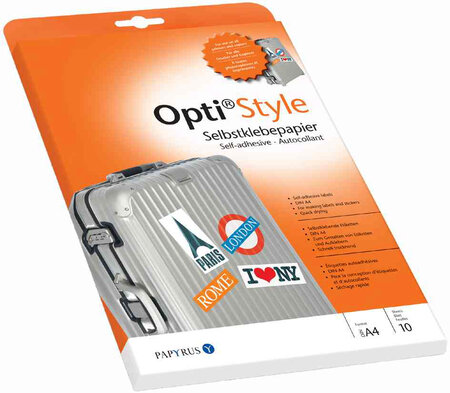 Papier adhésif Opti Style, A4, blanc, 80 g/m2 , 10 feuilles OPTI