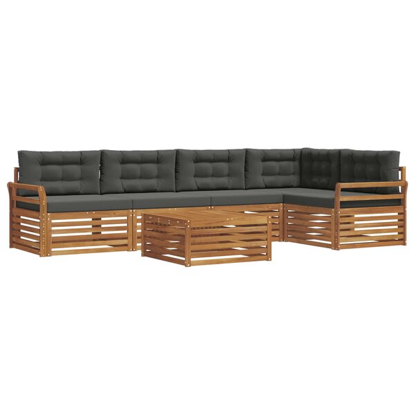 vidaXL Ensemble de canapés d'extérieur 6 pc Naturel et Anthracite