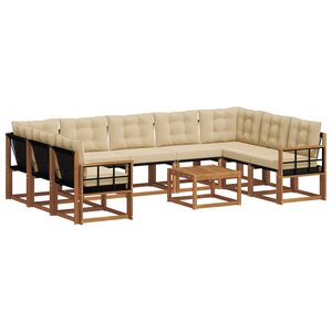 vidaXL Ensemble de canapés d'extérieur 10 Pièces Naturel et Beige