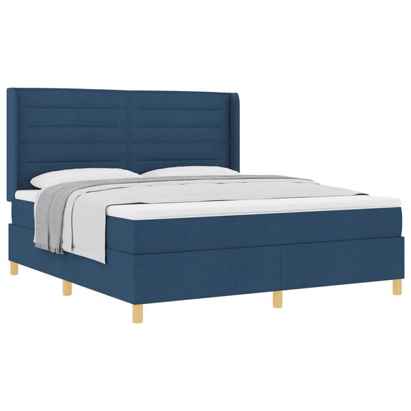 vidaXL Lit à ressorts avec matelas Bleu 180 x 200 cm tissu