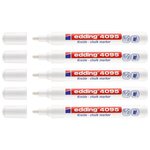 Marqueur Craie Liquide 4095 Ardoises et Fenêtres Blanc Pointe Ronde 2-3 mm x 5 EDDING