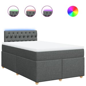 vidaXL Sommier à lattes de lit avec matelas gris foncé 120x190cm tissu