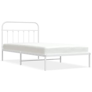 vidaXL Cadre de lit métal sans matelas et tête de lit blanc 107x203 cm