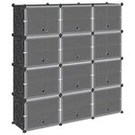 vidaXL Cubes de rangement 12 Pièces avec portes noir PP