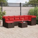 vidaXL Salon de jardin 8 Pièces avec coussins marron résine tressée