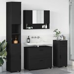vidaXL Ensemble de mobilier de salle de bain avec tiroir 4 Pièces Noir
