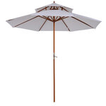 Parasol en bois peuplier droit 2 toit polyester 180 g/m² dia. 2 7 x 2 6H m blanc