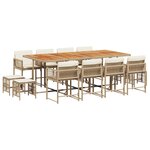 vidaXL Ensemble à manger de jardin et coussins 13 Pièces beige