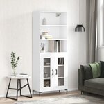 vidaXL Buffet haut Blanc 69 5x34x180 cm Bois d'ingénierie