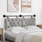 vidaXL Tête de lit suspendue Avec lumière LED Gris clair Velours