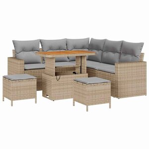 vidaXL Ensemble de canapé de jardin 8 Pièces Beige polyrotin