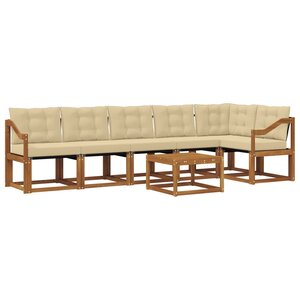 vidaXL Ensemble de canapés d'extérieur 7 pc Naturel et Beige