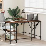 vidaXL Bureau chêne fumé 139x139x75 cm bois d'ingénierie