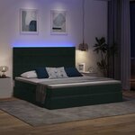vidaXL Lit de rangement LED avec matelas Vert foncé 200 x 200 cm