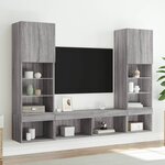 vidaXL Unités murales TV avec LED 5 Pièces gris sonoma bois d'ingénierie