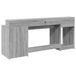 Bureau table poste de travail meuble d'ordinateur informatique étude et lumières LED sonoma 200 x 55 x 91 cm bois ingénierie gris 02_0023811