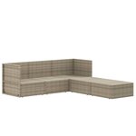vidaXL Salon de jardin 5 Pièces avec coussins Gris Résine tressée