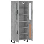 vidaXL Buffet haut Gris béton 69 5x34x180 cm Bois d'ingénierie