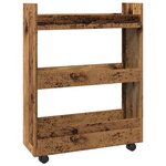 vidaXL Chariot de rangement étroit 3 niveaux vieux bois