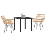 vidaXL Ensemble de salle à manger pour jardin 3 Pièces Marron Poly rotin