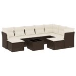 vidaXL Salon de jardin 10 Pièces avec coussins marron résine tressée