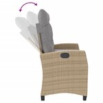 vidaXL Banc inclinable de jardin avec coussins beige résine tressée