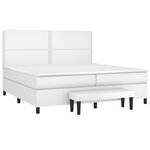 vidaXL Sommier à lattes de lit avec matelas Blanc 200x200cm Similicuir