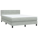 vidaXL Sommier à lattes de lit et matelas et LED gris clair 160x220cm velours