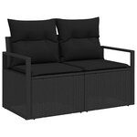 vidaXL Ensemble de Canapés avec coussin 7 Pièces Noir polyrotin