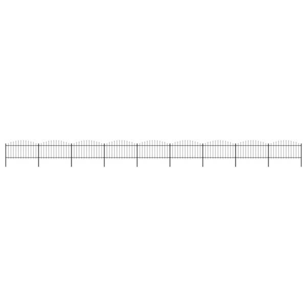 vidaXL Clôture de jardin à dessus en lance Acier (1 25-1 5)x15 3m Noir