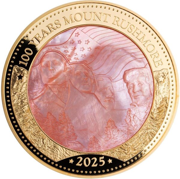 Pièce de monnaie en Or 100 Dollars g 155.5 (5 oz) Millésime 2025 Lunar Mother Pearl MOUNT RUSHMORE