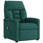 vidaXL Fauteuil de massage inclinable électrique Vert foncé Tissu