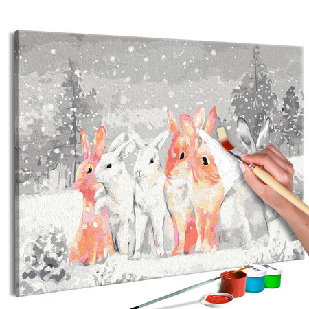 Tableau à peindre par soi-même - winter bunnies l x h en cm 60x40